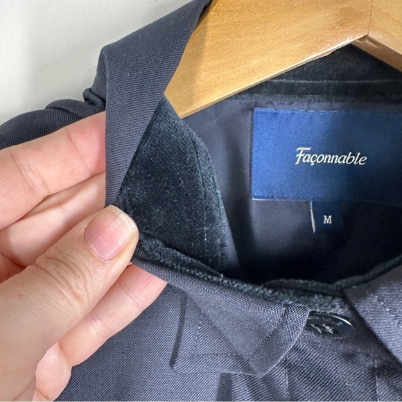 Faconnable Women’s Stretch Wool Shirt Jacket with Velvet Flip Cuffs Black M - Picture 4 of 10